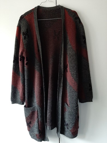 Cardigan bordeaux gris - cardigan,