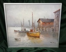 Tableau huile sur toile port
