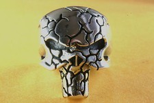 Punisher Tête de Mort Skull Biker Bague pour Hommes en Argent 925 Argent/347