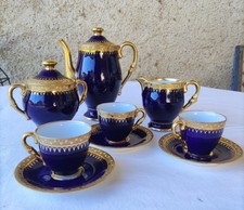 Service À Café Bleu De Four Porcelaine De Limoges -
