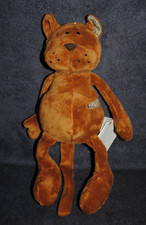 ?Peluche HABITAT Animal Doudou Chat Brun Marron Pièce Fleurs 30 Cm 100% NEUF