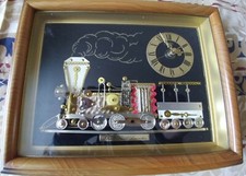 vintage Linden Clock  Art 1855 4-4-2 Steam Locomotive&Tender Framed