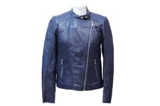 BLOUSON RED SKIN EN CUIR BLEU MARINE TAILLE : M TRES BON ETAT 54517