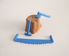 PLAYMOBIL (T1236) FERME - Outils Billot Hache Marteau Scie Bleu Paysan
