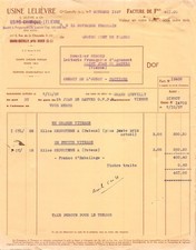 Facture   1937 USINE CHIMIQUE LELIEVRE A GRAND QUEVILLY - M. REMOND LAITERIE F