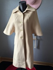 Cape manteau vintage beige – style années 70 – laine mélangée – taille 40 approx