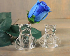 Lot de 2 Hiboux en Cristal Soufflé Bouche Figurine Statue Chouette