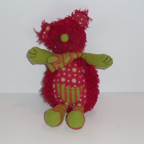Doudou souris rouge verte - souris,