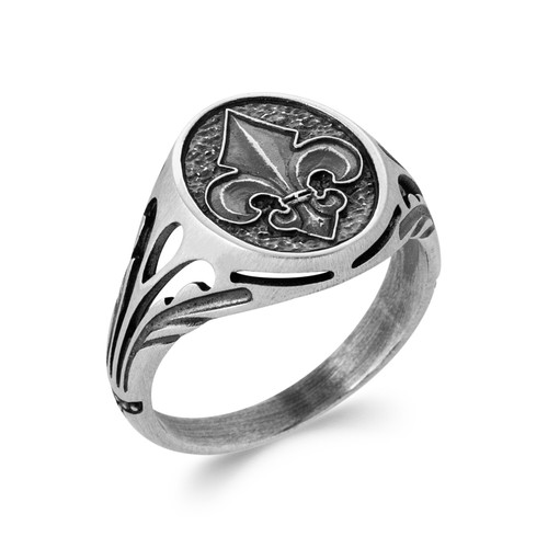 Bague homme fleurs lys - bague-homme-,
