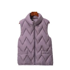 Femme Rembourré Gilet Matelassé Slim Bas Doudoune Chaud Veste Fermeture Éclair