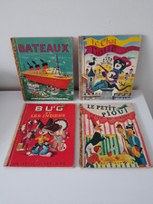 lot de 4 petits livre d'or Bug le petit Pioui chat botté et bateaux années 1950