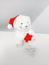 Peluche/Doudou Grelot Chat Blanc Bonnet Étoile Rouge Joyeux Noël - Sergent Major