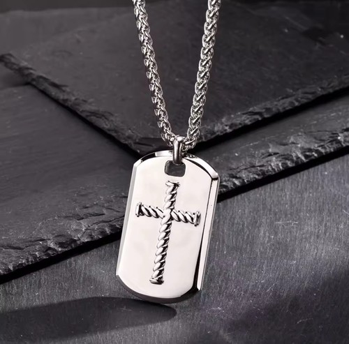 Collier homme croix plaque - croix,