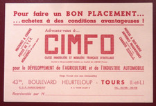 BUVARD - CIMFO TOURS (37) OUTILLAGE MACHINE À COUDRE T.S.F. FRIGO CHARIOTS ROSE
