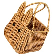  Panier tissé en forme de lapin, panier à œufs de pâques, panier cadeau en