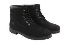 Bottes Femme TIMBERLAND EU40 EU41 Cuir Noir Cheville Lacets Imperméables I