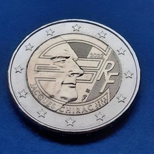 Pièce de monnaie commémorative de 2 euros Jacques Chirac 2022 SUP nettoyée.