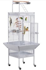 Grande Cage Perroquet Volière Spacieuse pour Oiseaux Cacatoès Perruches Blanche
