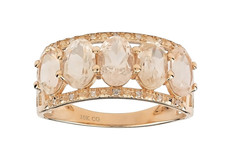 10k Rose or Massif 5-Stone Naturel Ovale Morganite et Diamant Anniversaire Bande