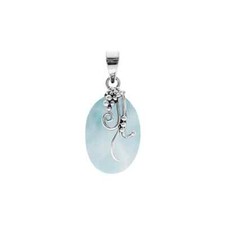 Ovale Bleu Larimar Pendentif Argent Sterling 925 Poinçonné Tout Chaîne Longueurs
