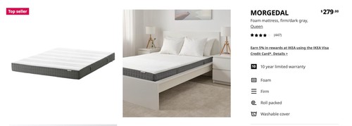 Ikea morgedal mattress queen - mattress,