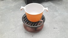 SERVICE A FONDUE LE CREUSET La Mama Enzo MARI Fondue Vintage Plat Marmite 