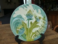 assiette à asperges ou artichaut en barbotine K G LUNEVILLE vintage collection