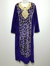 Abaya Robe Maxi Arabe Jellabiya Jellaba en Velours D'Hiver M - 3XL