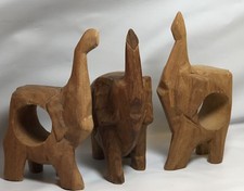 3 Hand Carved Wood African