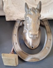 HEURTOIR et platine DE PORTE EN BRONZE " TETE DE CHEVAL"