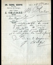 LUCHE-PRINGE (72) MOULIN à eau de PONTON ,FARINE de seigle "J. CHALIGNE" Meunier