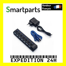 Hub Multiprise USB 3.0 avec 7 ports avec indicateur LED et interrupteurs individ