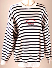 MARINIÈRE VINTAGE MADE IN FRANCE MARQUE BLANC BLEU PULL MARIN VINTAGE ANNÉES 80