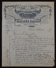 Facture PARIS 1909 Presse imprimerie Hachée typographie papeteire billhead 22