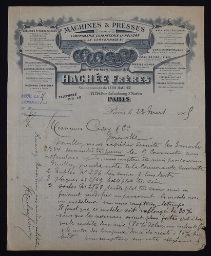 Facture paris 1909 presse - paris,