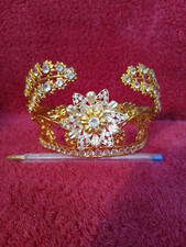 ANCIENNE COURONNE RELIGIEUSE/STATUE/LA VIERGE/LAITON/CROWN/STRASS/DIADEME/H.8 cm