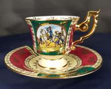 J. K. porcelaine 1 tasse et 1 sous coupe CARLSBAC NAPOLEON Campagne