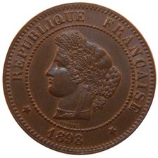 Monnaie, France, Cérès, 5 Centimes, 1898, Paris, SUP+, Bronze, KM:821.1
