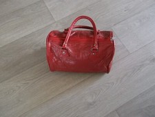 Sac porté main cuir et simili cuir rouge vermillon TTBE