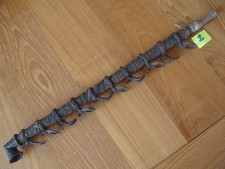 ANCIENNE PIPE AFRICAINE SENOUFO  ETHNIQUE COLLECTION BOIS BRONZE PEAU DE REPTILE