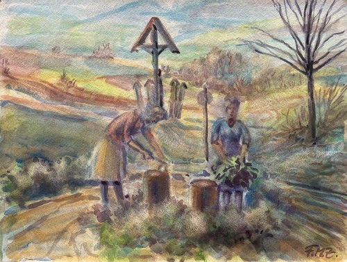 Tableau aquarelle paysage avec - aquarelle,