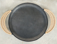 rare plateau 50's FEROTIN design MATEGOT tole perforée rotin tray rattan iron