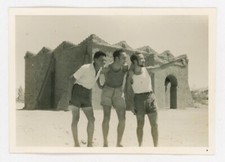 Snapshot - THREE MEN IN SHORTS Original Vintage Found Photo 1950s Gay Interest