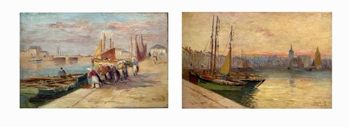 Tableau ancien port des - ancien,