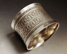 ROND DE SERVIETTE DIABOLO ARGENT MASSIF DECOR CISELE ET GUILLOCHE DEBUT XX°