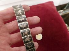 bracelet Siam Sterling argent gravé,niellé,L 175mm,P 30,50 g