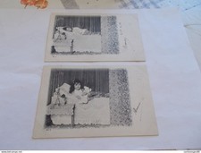 LOT 6 CPA   JEUNE FILLE ET SON LIT  POSTER A JUMET BELGIQUE  1901 TOUTES TIMBRER