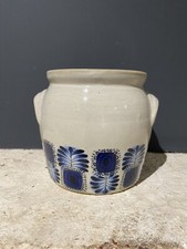 Pot en Grès Vintage Année 70 - Signé LML France - Décor Bleu - Ustensile Déco