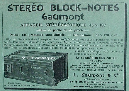 Publicite gaumont stereo block - publicite,