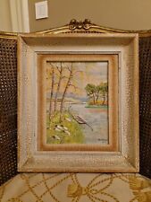 Aquarelle Ancienne, Paysage Barque Signée Et Datée